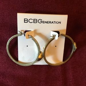 Bcbg metallic hoop earrings.